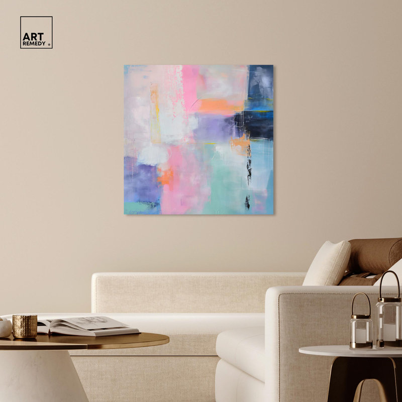 «Pastel Retro Canvas Modern Color Abstract» par Art Remedy, H 40 po x l 40 po x P 1,5 po, Toile tendue