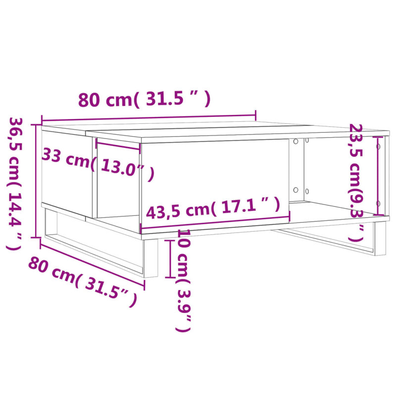 Babli Coffee Table 80x80x36.5 cm Engineered Wood, Sonoma Oak