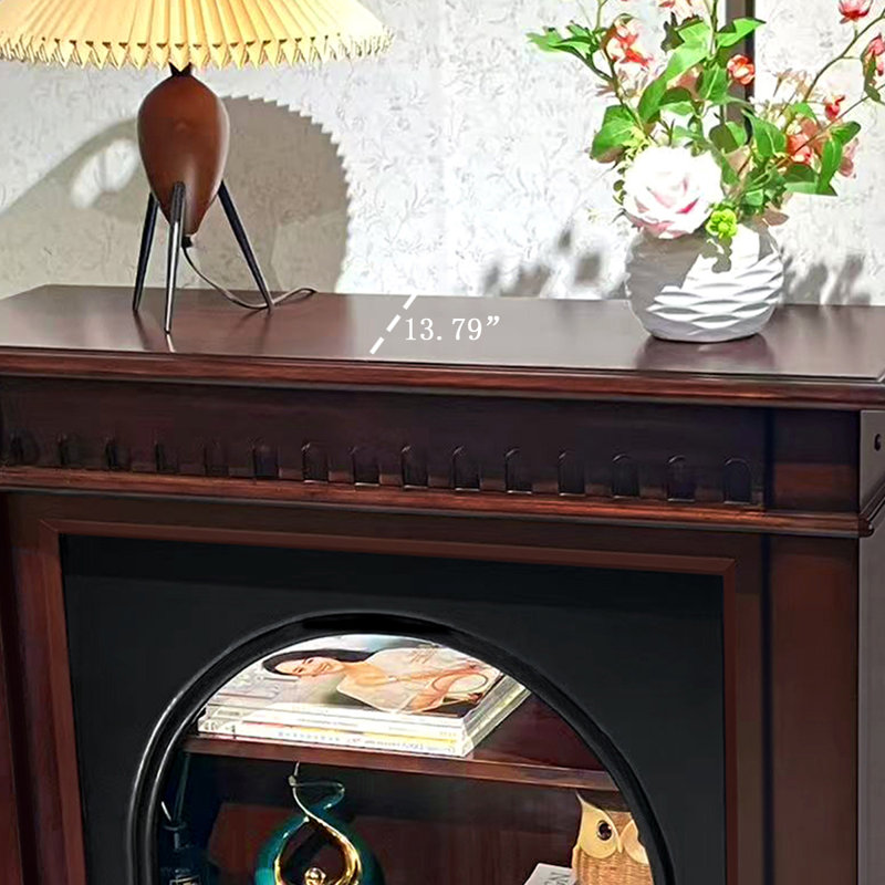 Nut-Brown Solid Wood Electric Fireplace