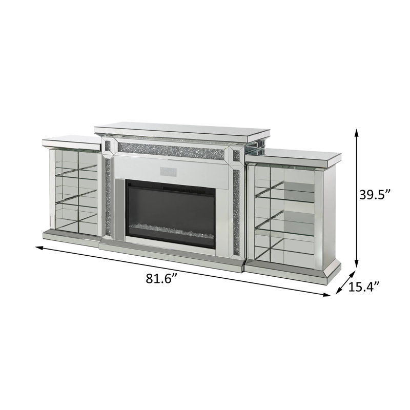 Elegant 81.6'' Wide Electric Fireplace in Mirrored