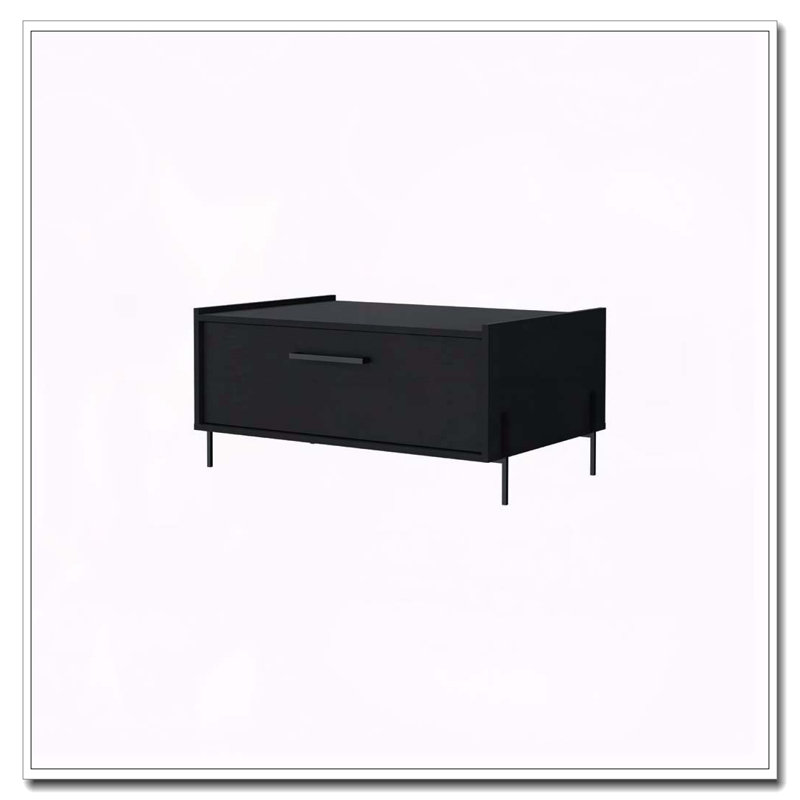 Table basse noire avec porte rabattable, Noir