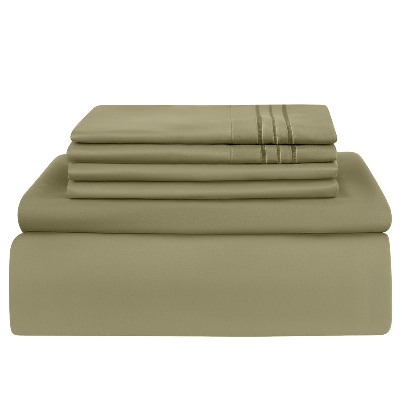 Lux Decor 6-Piece Ultra-Soft Microfiber Sheet Set Deep Pocket Fitted Sheet, Wrinkle & Fade-Resistant, Hotel Quality Bedding