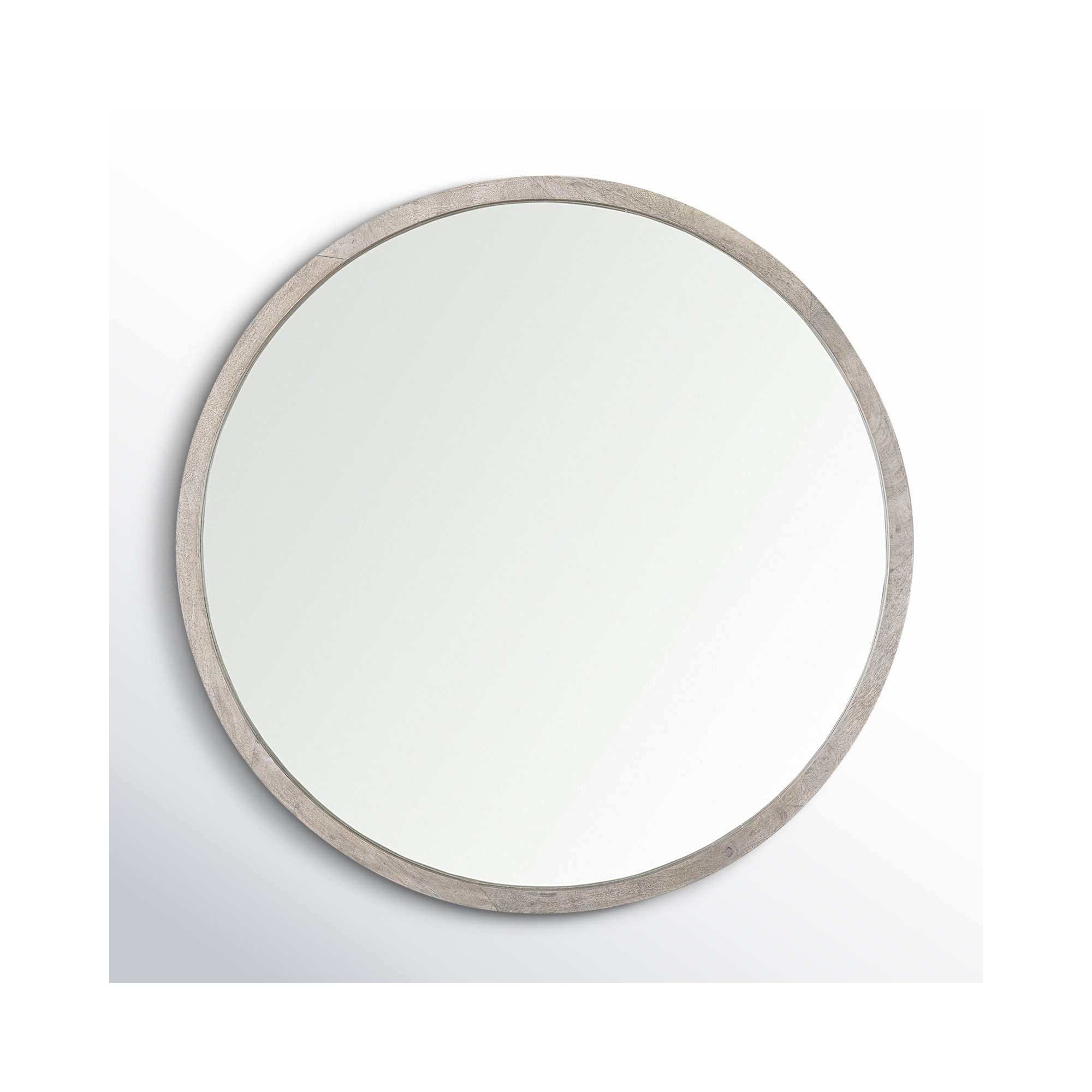Carper Solid Wood Round Mirror, Light Brown