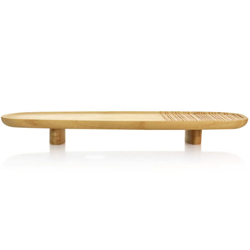 Sadler 22" Natural Wood Serving Tray with Etched Design