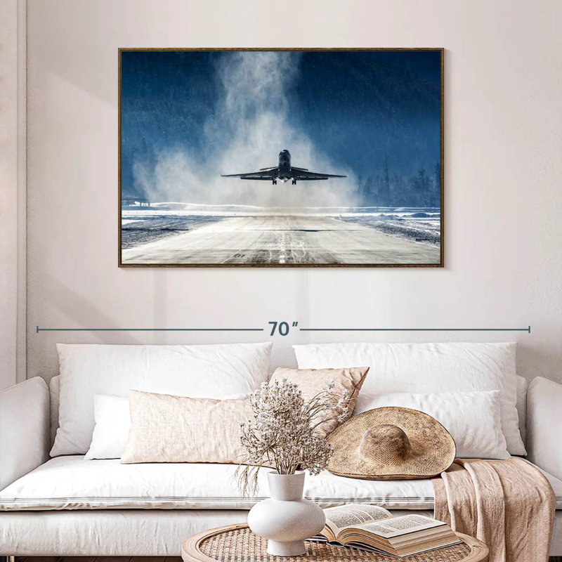 Premier vol, 46 po x 31 po, Cadre flottant noyer