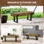 Banc de jardin avec pieds en métal, banc d'entrée en béton effet bois rustique