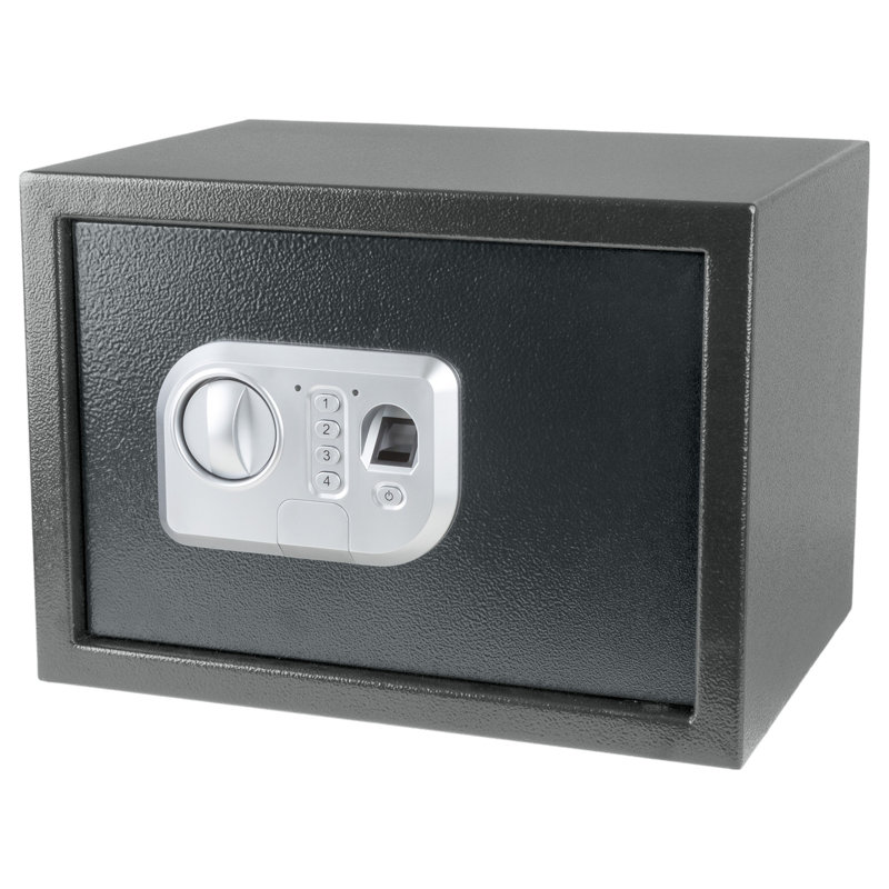 Stalwart Electronic Safe - Digital Biometric Fingerprint Lock Box with Override Keys - Business or Home Safe for Jewelry, Cash, and More