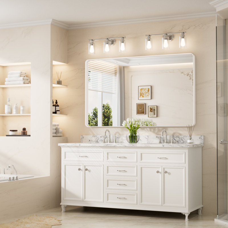 Miroir d'appoint Tyro, 60 po x 36 po, Blanc, Rectangulaire