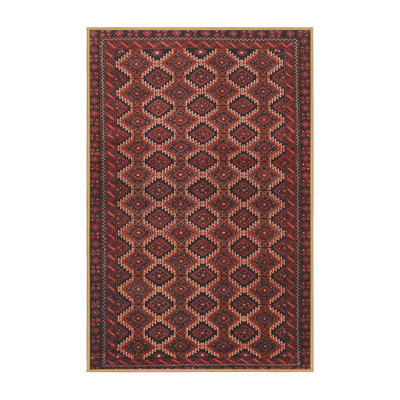Tapis rouge/noir/beige traditionnel