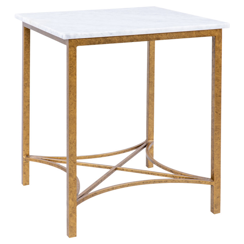 Bella Marble 3 Legs End Table, Royal Gold