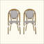 Ensemble de 2 chaises bistro d'inspiration parisienne avec structure en aluminium résistant à la rouille et osier durable-927320639