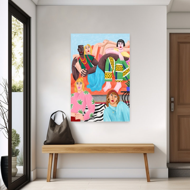 Art mural abstrait contemporain La Coloc, H 60 po x l 40 po