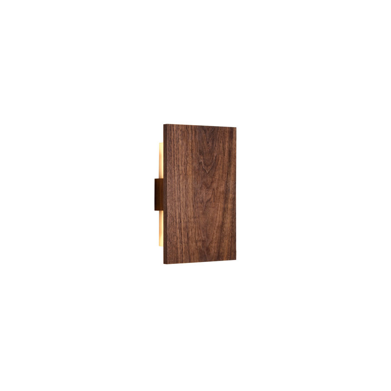 Tersus Solid Wood LED Flush Mounted Sconce, No Metal, Oiled Walnut, 3500K (Cool) 0-10V