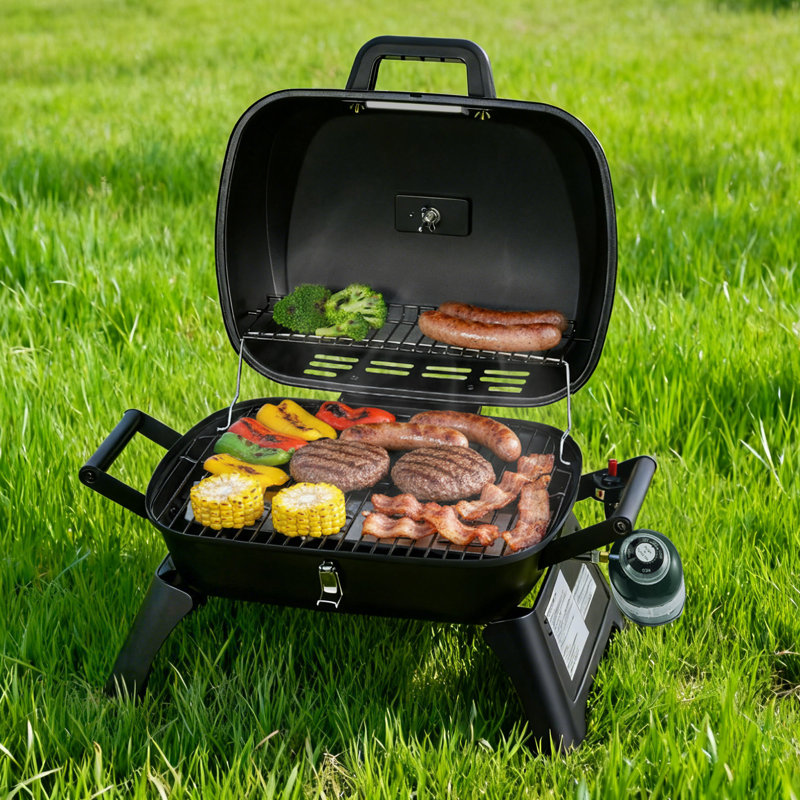 Barbecue au gaz de table Royal Gourmet avec pieds pliables, noir