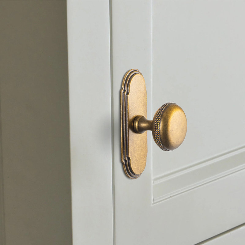 1.18" Mushroom Knob With Backplate-G014 Multipack, Antique Brass