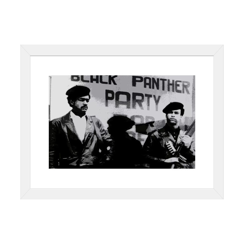 Black Panther Party - impression d'art graphique, H 16 po x l 24 po x P 1 po, Papier encadré blanc