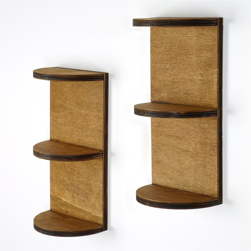 Colesen Modern Wall Shelf (2 Pieces), Walnut Finish, 11.8 x 5.9 x 3.5 inches | 100% Plywood, Thickness: 0.3 inches | Stylish Storage Solution for Home Décor & Organizing, Elegant and Durable Design