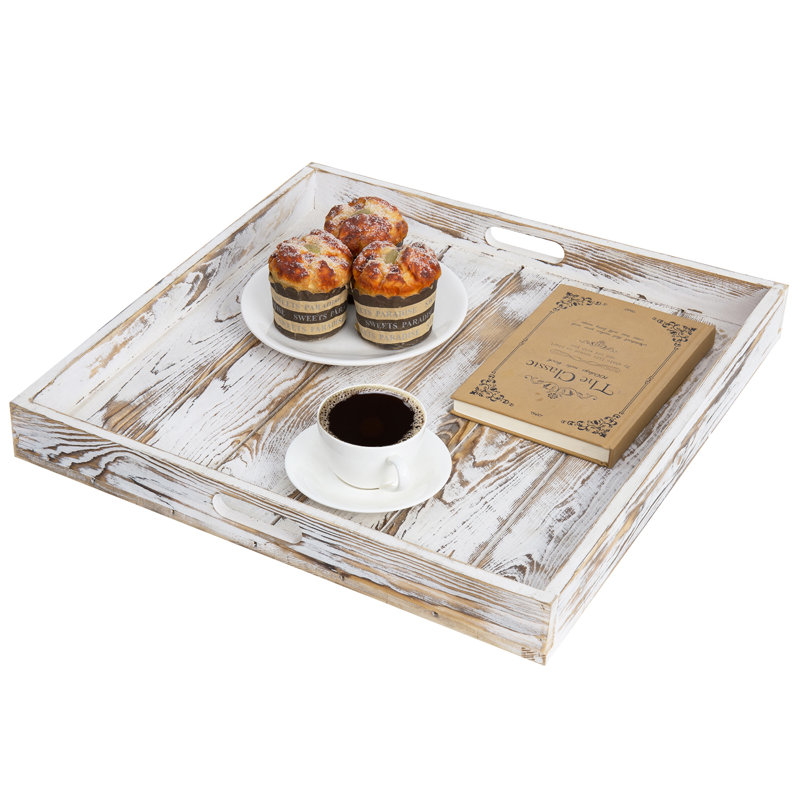 Wooden Ottoman/Coffee Table Tray, White