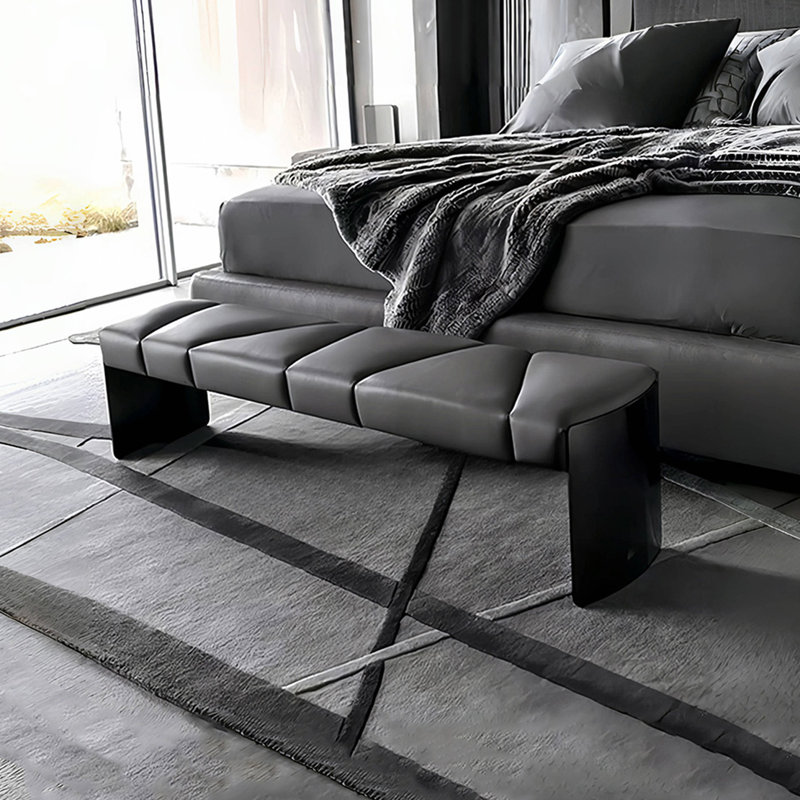 Banc rembourré en cuir véritable Juilliard, H 16,53 po x l 66,92 po x P 15,74 po