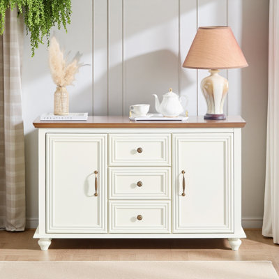 Heavy-Gauge Modern 47.3" Mid Century Modern Sideboard Buffet Cabinet with Storage, Wood Storage Cabinet with 2 Doors and 3 Drawers for Kitchen Dining