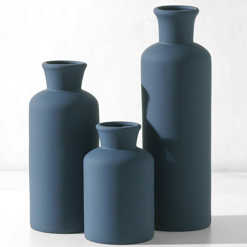 Ceramic vase set of 3, Navy Blue