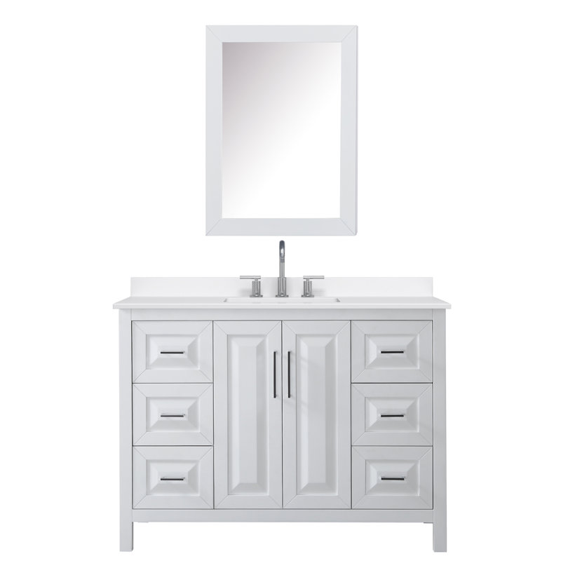 Daria 48'' W Vanity, White, Polished Chrome, Giotto Quartz