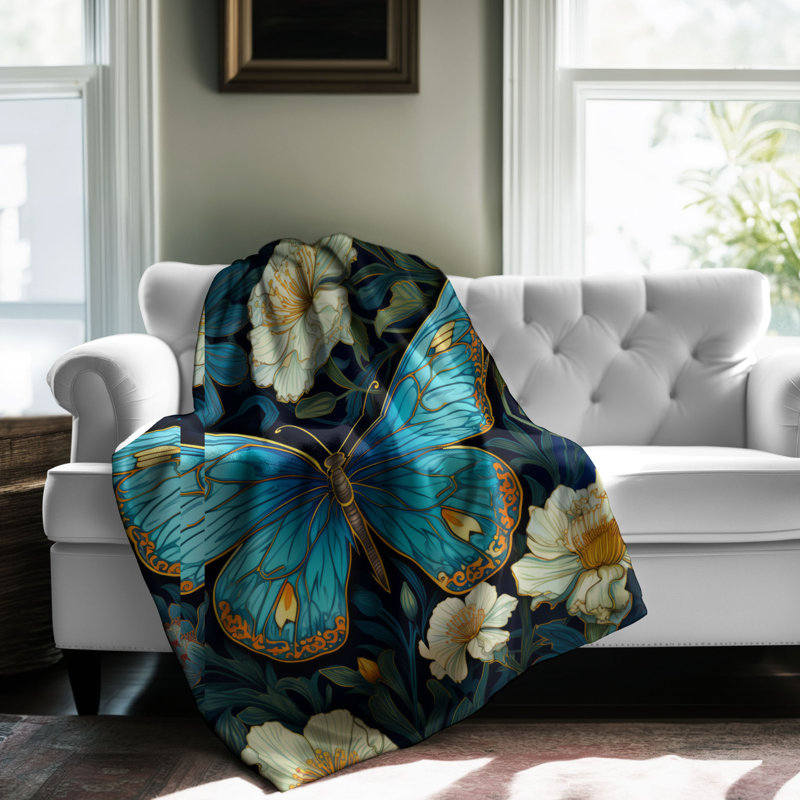 Elegant Butterfly - 1 pièce Sherpa Premium, Lit simple