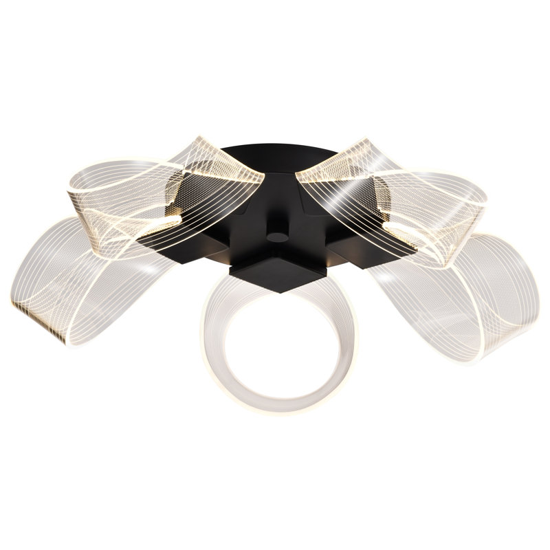 Saniye - 21 Inch LED Flush Mount - Matte Black - Silk Screened Acrylic Lens