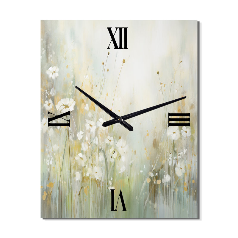 Horloge murale Serene Meadows II - Abstract Botanicals, H 40 po x l 30 po x P 1 po