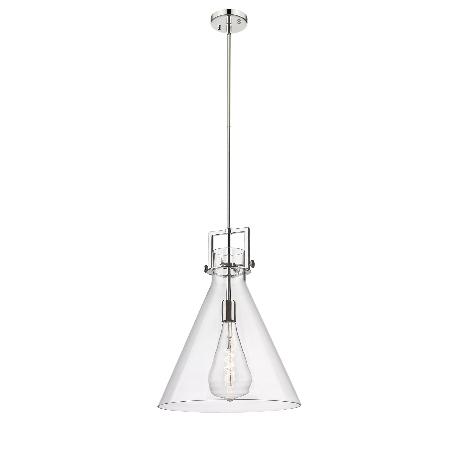 Coterie Single Light Glass Dimmable Pendant, Clear, 20.38" H x 16" W x 16" D, Polished Nickel