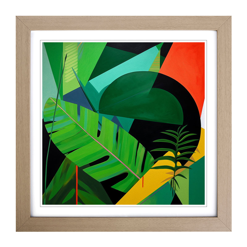 Tropical Leaf Suprematism No.5 - Framed Print, Oak