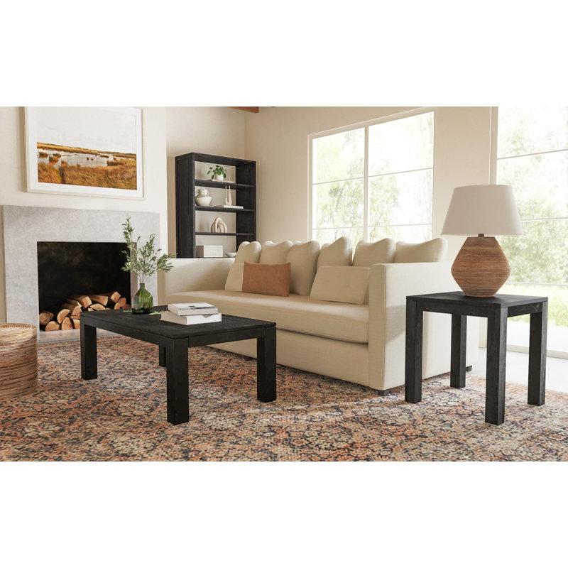 Bronner Solid Wood Parsons End Table, Black