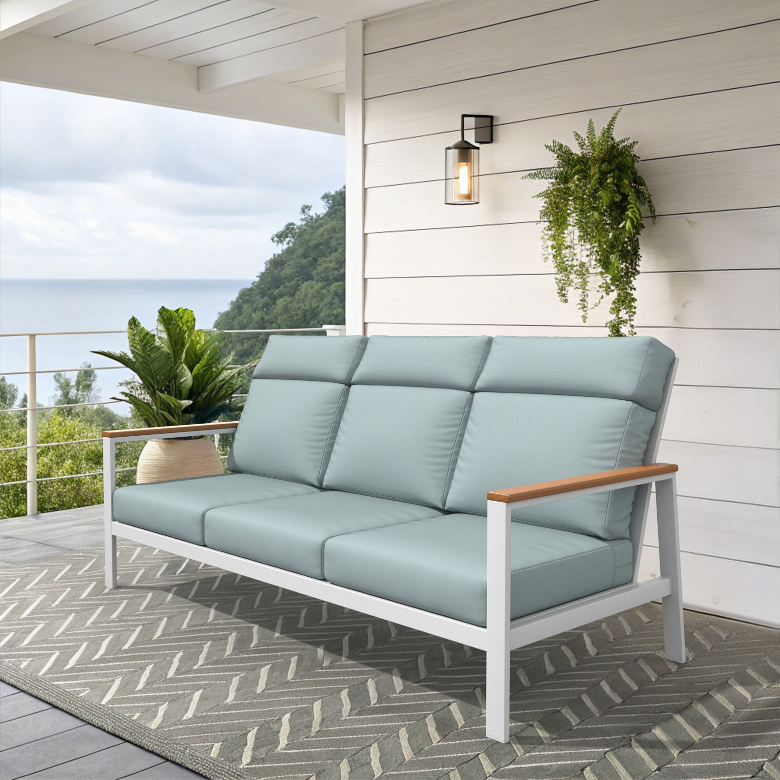 Townsend 80" Sunbrella® Patio Sofa, Light Blue