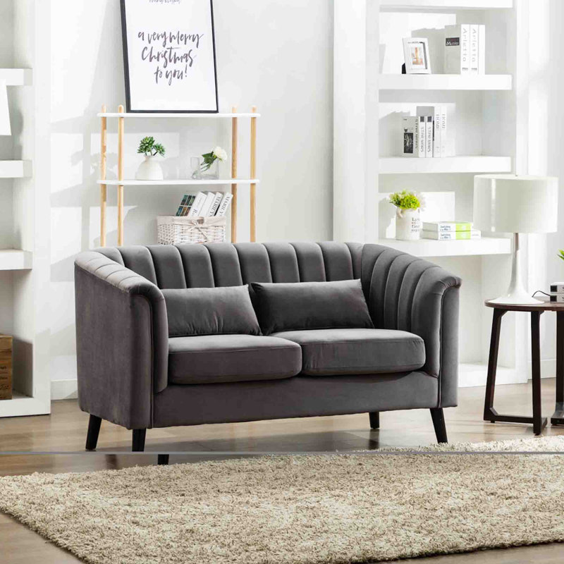 Colvin 2 Seater Velvet Loveseat, Grey Velvet