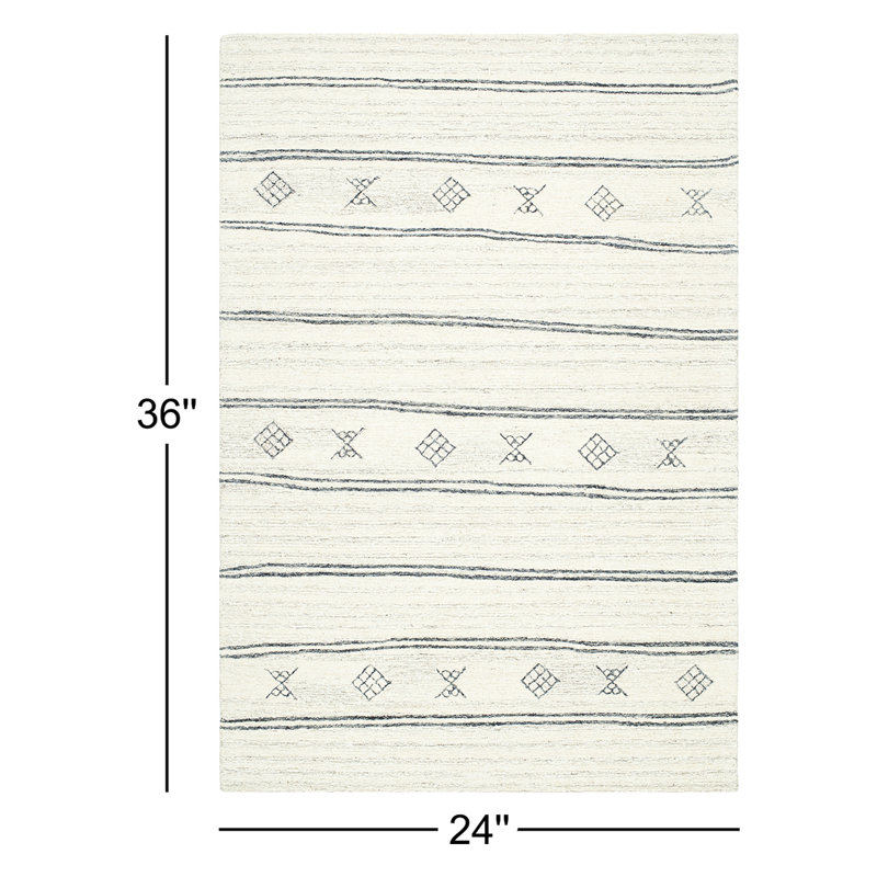 Milada Wool Striped Indoor Rug, Rectangle 2' x 3'