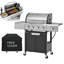 Barbecue au propane à 4 brûleurs avec brûleur latéral et couvercle, barbecue en acier inoxydable pour l'extérieur