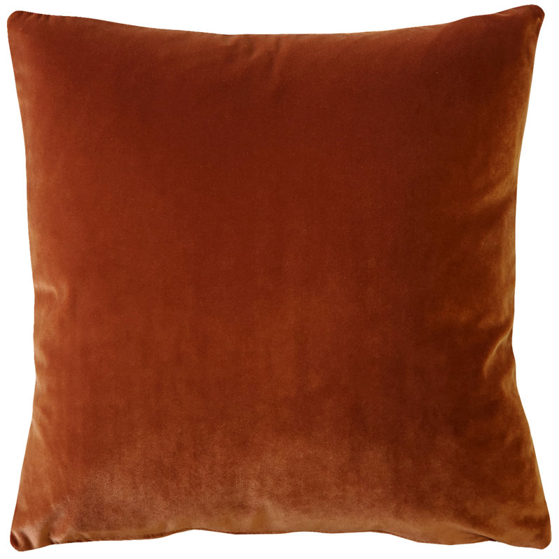 Castello Velvet Reversible Throw Pillow, 17" x 17", Deep Orange