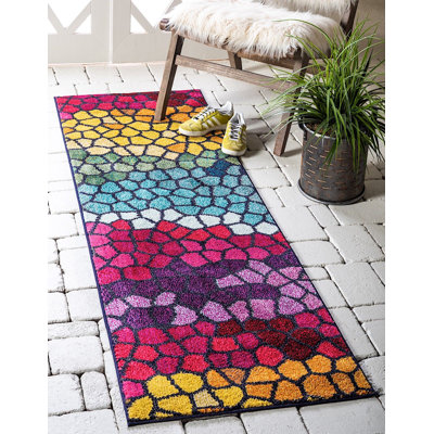 Tapis rose / jaune / bleu Jesusa