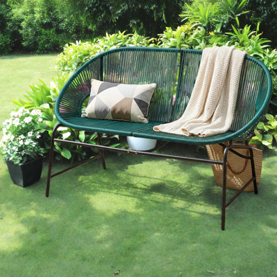 Compact Patio Sofas, Pe Rattan Metal 52 Inch, Modern Home Patio