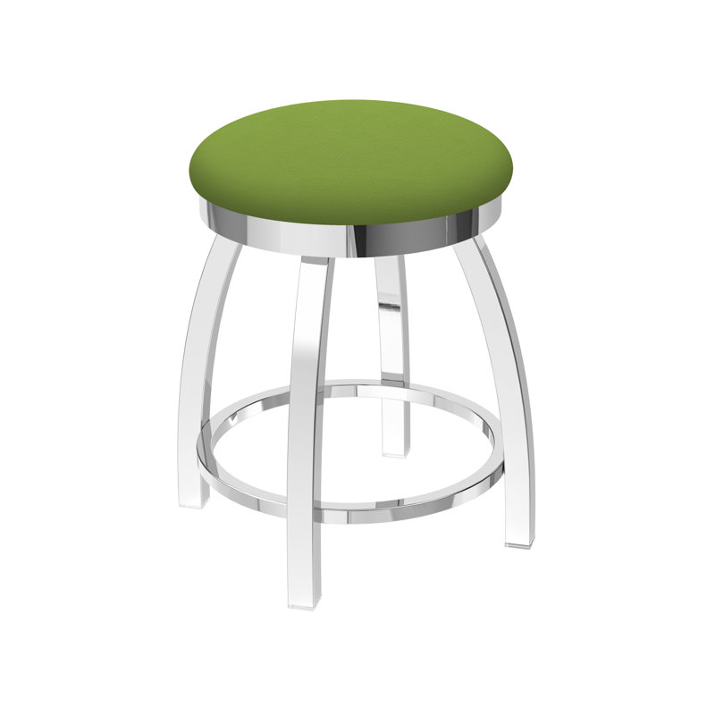 802 Misha Swivel Vanity Stool with Upholstered Seat, Chrome, Vinyl-Canter Kiwi Green