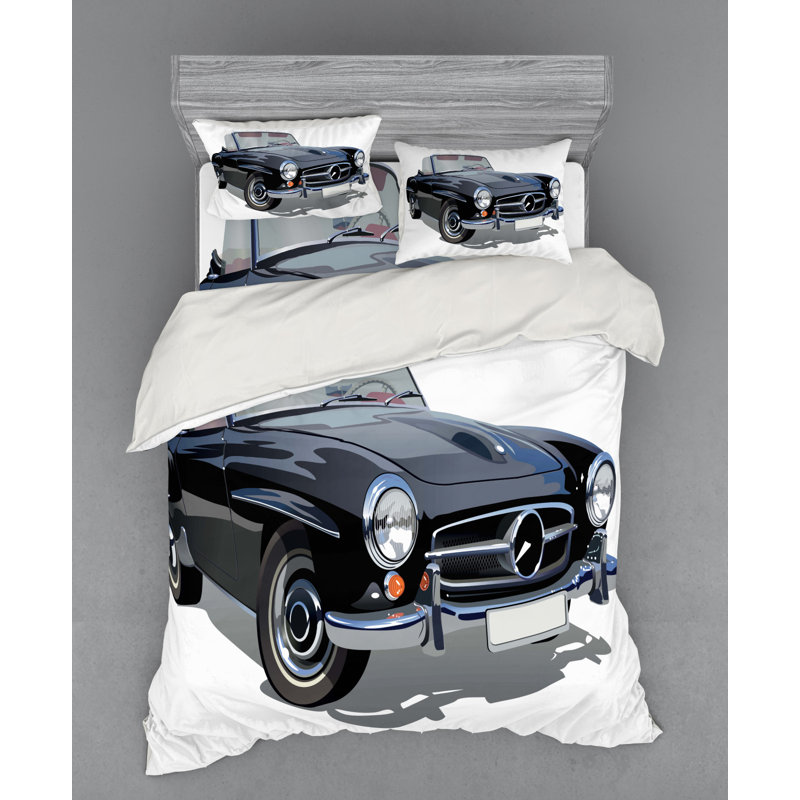 Ensemble de housse de couette en microfibre grise moderne et contemporaine, Housse de couette grand + 3 pièces supplémentair