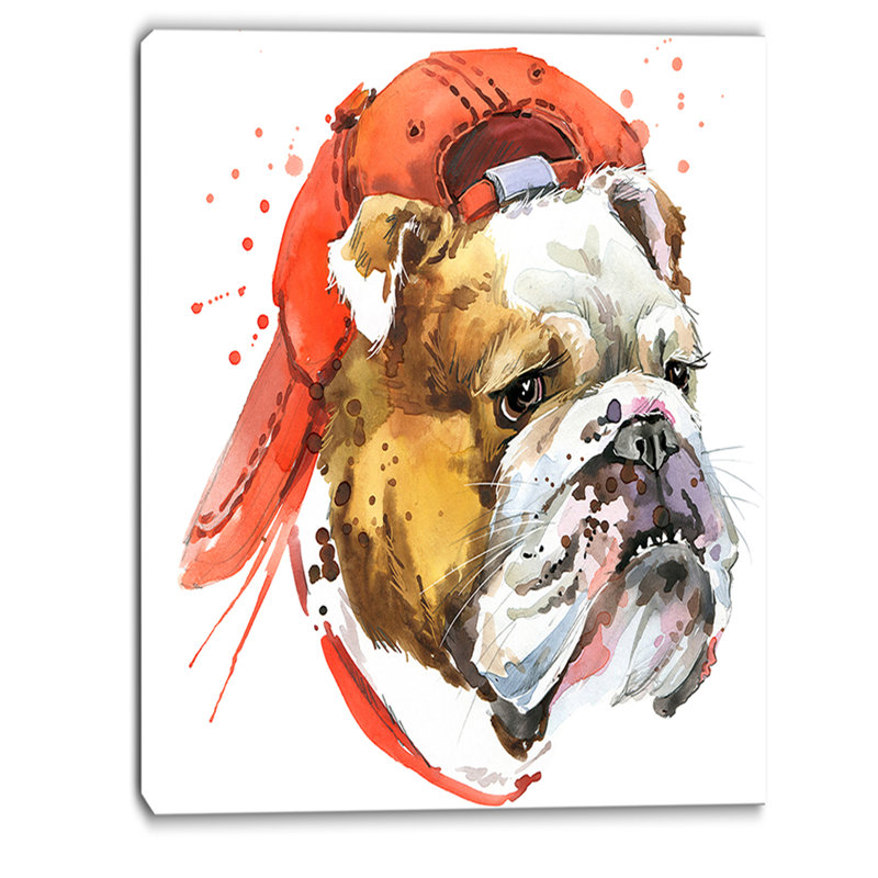 Bouledogue, art, impression sur toile tendue, H 40 po x l 30 po