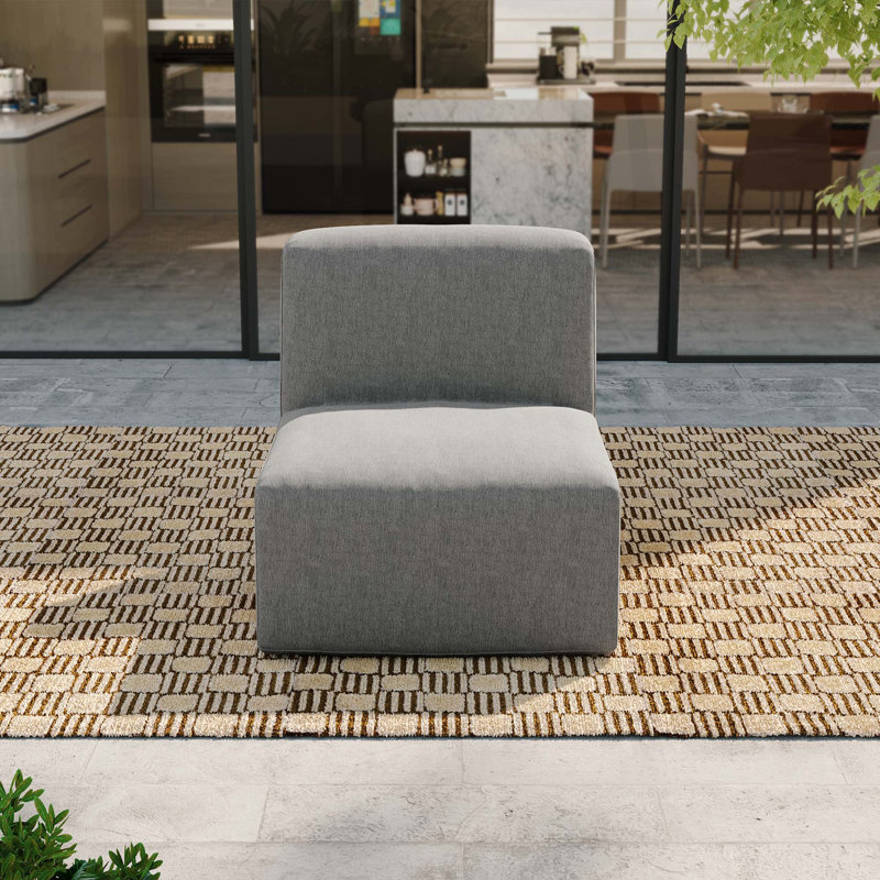 Patio Linen Armless Sofa, Outdoor Patio Single Sofa with Cushions, DARK GRAY