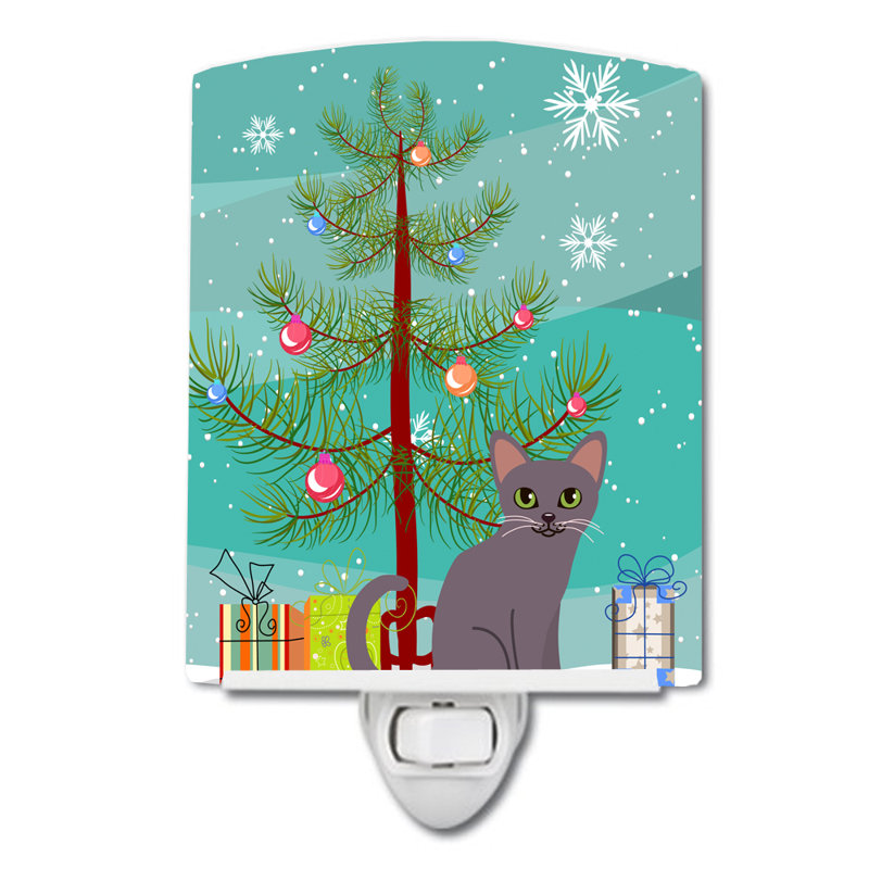 Éclairage pour nuit en céramique korat chat merry christmas tree