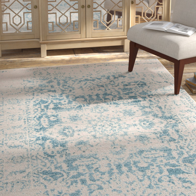 Christa Teal/Ivory Rug, Rectangle 11' x 15'