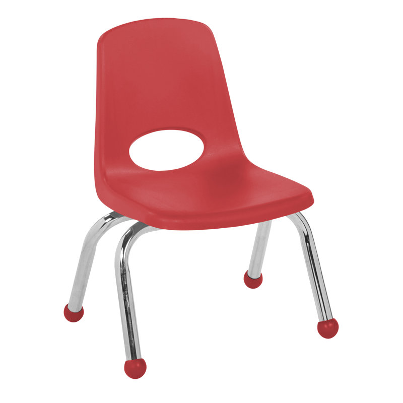 Chaise empilable 12 pouces avec patins à billes, 96 pièces / palette , Rouge, 10", 120