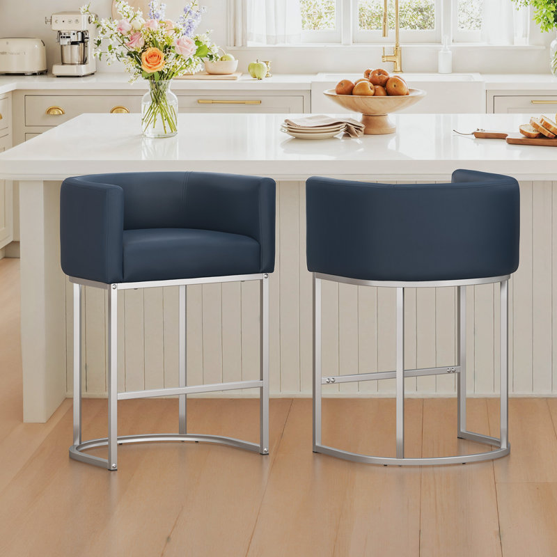 Tabouret de comptoir moderne avec structure en métal, Gris, Marine
