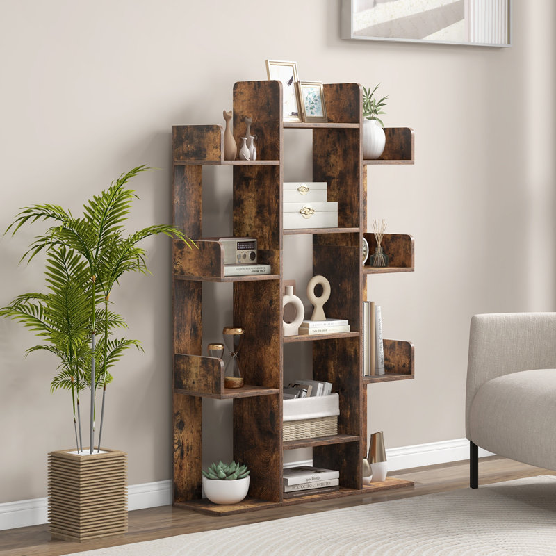 141cm H x 86cm W Etagere Bookcase, Grey                            
