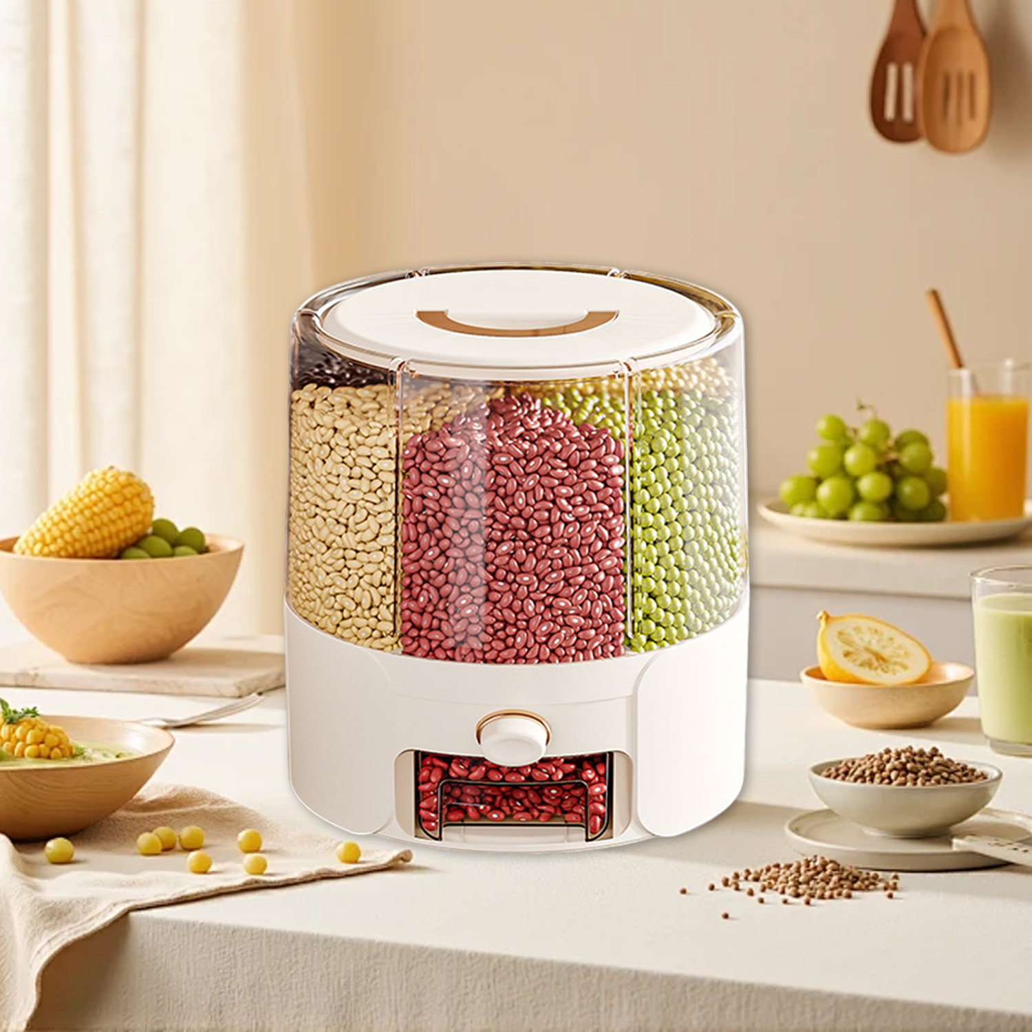 Prep & Savour Dry Food Storage Containers 6 Grid Cereal Dispenser | Wayfair