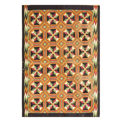 Antique Navajo Mexico Flat Weave Rug